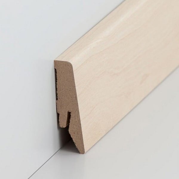 PROVISTON MDF-sockel 18 x 58 x 2500 mm lönn för att limma, klämma, skruva &amp; spikbelagd MDF-kärna 12,5 meter | 5 stycken