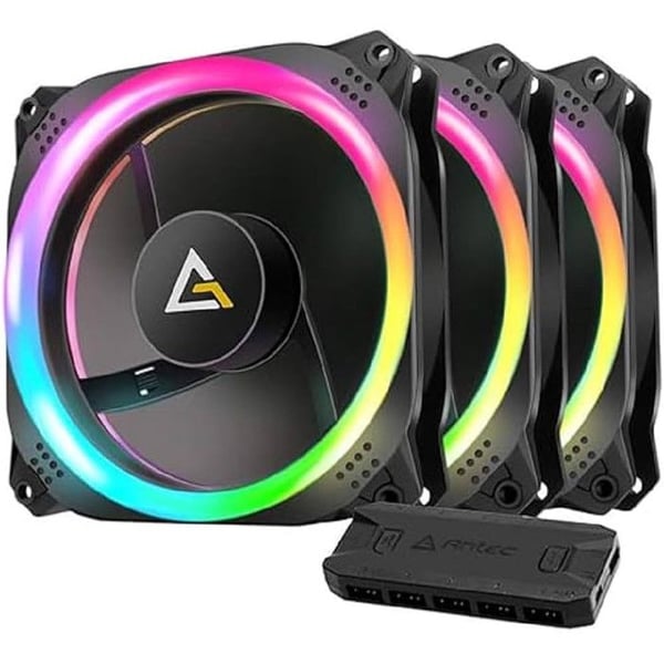 Antec C120 PC-fläktar 120mm ARGB 1500RPM Svart Set 3 Stycken