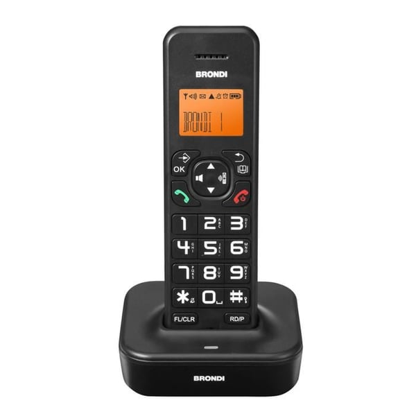 DECT-telefon - BRONDI - Bravo 10278070 - Sort - Trådløs håndfri telefon - Telefonbog med 50 indgange