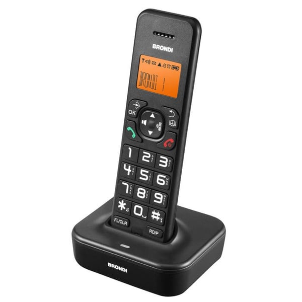 DECT-telefon - BRONDI - Bravo 10278070 - Sort - Trådløs håndfri telefon - Telefonbog med 50 indgange
