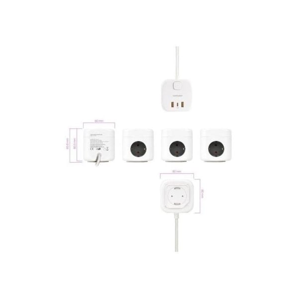 Flera baser Nanocable 10.37.0011 GaN PPS 3 uttag 3 USB PD 20W kabel 1 4 m vit
