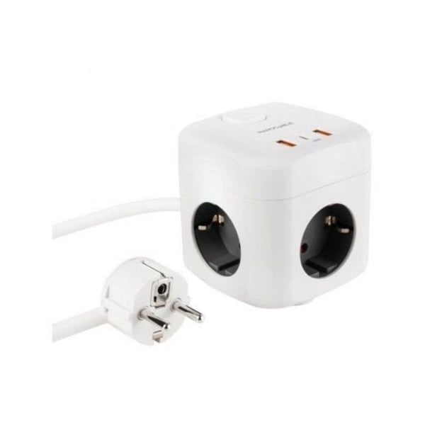 Flera baser Nanocable 10.37.0011 GaN PPS 3 uttag 3 USB PD 20W kabel 1 4 m vit