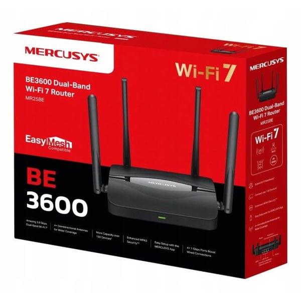 Modem-router - MERCUSYS - MR25BE - Wi-Fi 7 (BE3600) - EasyMesh - Dubbelband 2.4/5 GHz