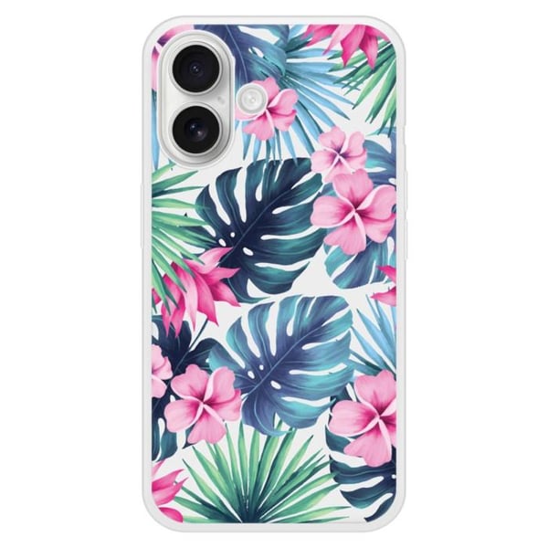 Coque i silikon förstärkt med tryck kompatibel med Apple iPhone 16 Plus Tropical Aquarelle