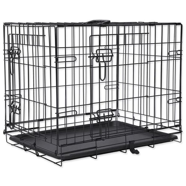 Fällbar hundbur - DOG - Modell S - 2 dörrar - 61x43x49 cm - Svart