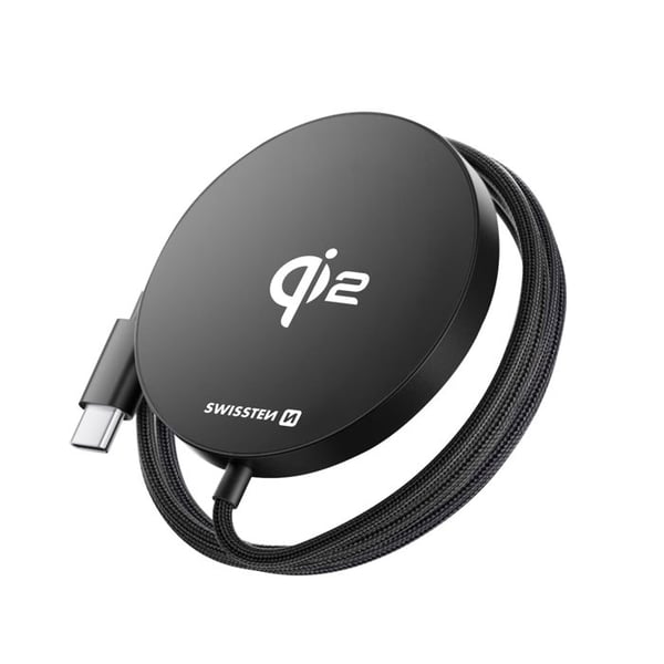 Magnetisk Laddare - SWISSTEN - Qi2 MagSafe 15W - Kabellängd 1,5m - Kompatibel med iPhone och Google Pixel