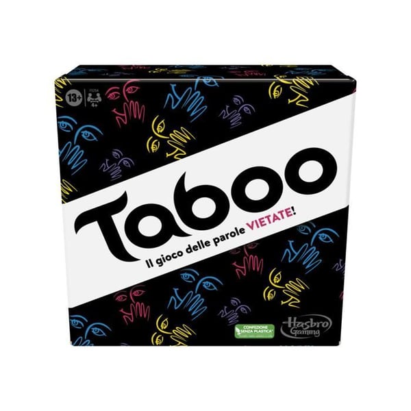 Hasbro Gaming Klassiskt tabuspel, festspel, ordspel för vuxna och tonåringar, gissningsspel för 4 spelare och