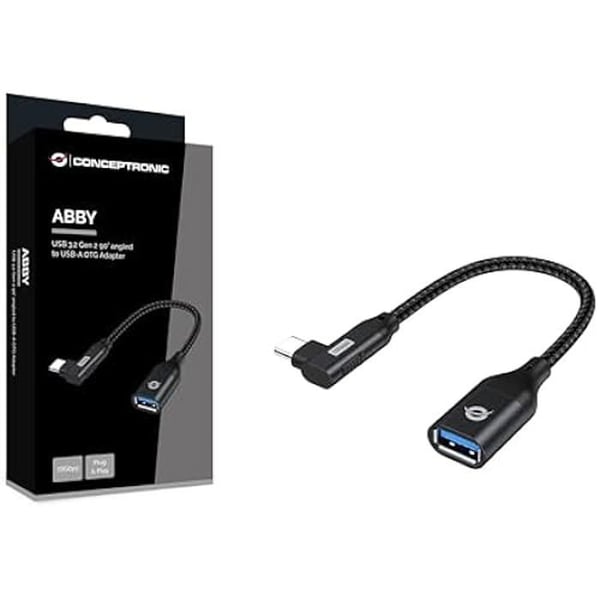 USB-C till USB-A OTG-adapter - CONCEPTRONIC - ABBY19B - 10 Gbit/s - 3,0 A - 90° vinklad