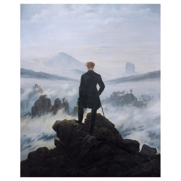 Legendarte - Målning, tryck på duk - Resenären överväger ett hav av moln Caspar David Friedrich cm. 80x100