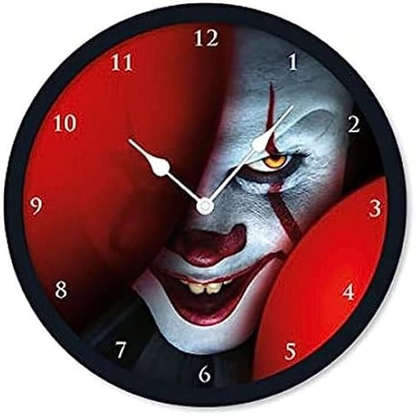 Väggklocka - PYRAMID INTERNATIONAL - Pennywise Klown - 25 cm i diametern - Vit - Officiell produkt