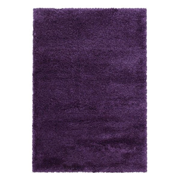 Shaggy matta - MELIS HOME - 120 cm rund - Lång lugg 30 mm - Tjock och mjuk - Lila