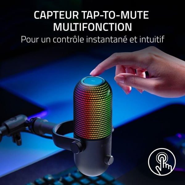Mikrofon USB - Razer - Seiren V3 Chroma - Supercardioid - RGB-belysning - Plug-and-Play