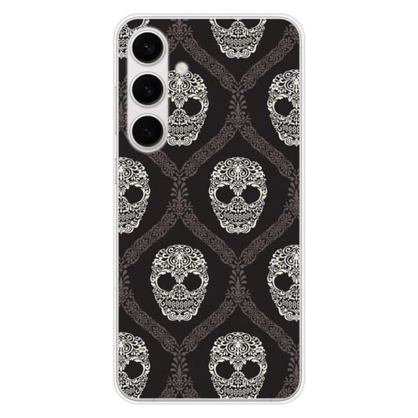Siliconfodral med tryck - 1001 fodral - Samsung Galaxy S24 FE - Blommig skalle - Transparent - Semihård