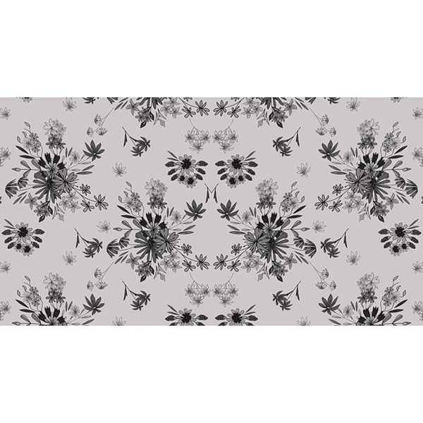 Tapet blommor M1-No.60610 digitaltryck grå svart floral svart