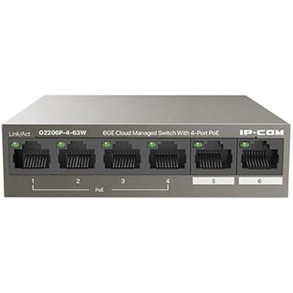 Switch - IP-COM - G2206P - 6 portar Gigabit Ethernet - 4 portar PoE - Molnledningning