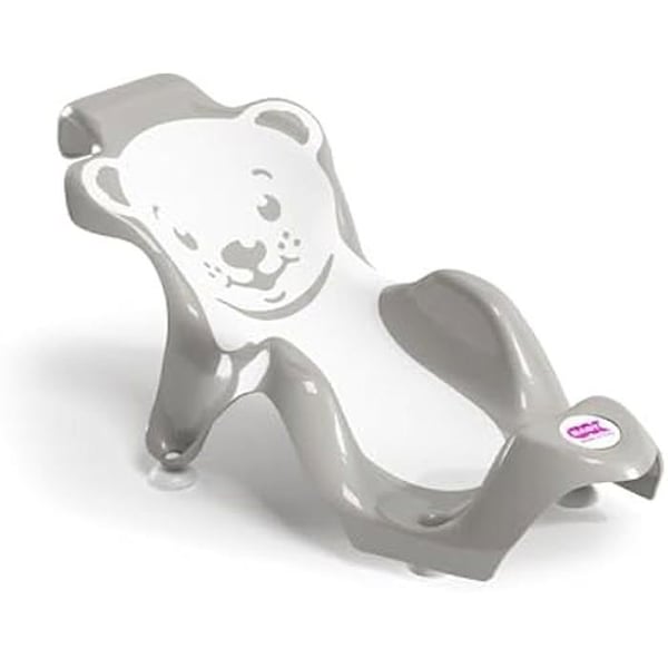 OKBABY Buddy - Anatomisk studsare med anti-halk gummisits för badande nyfödda 0-8 månader (8 kg) - Grå