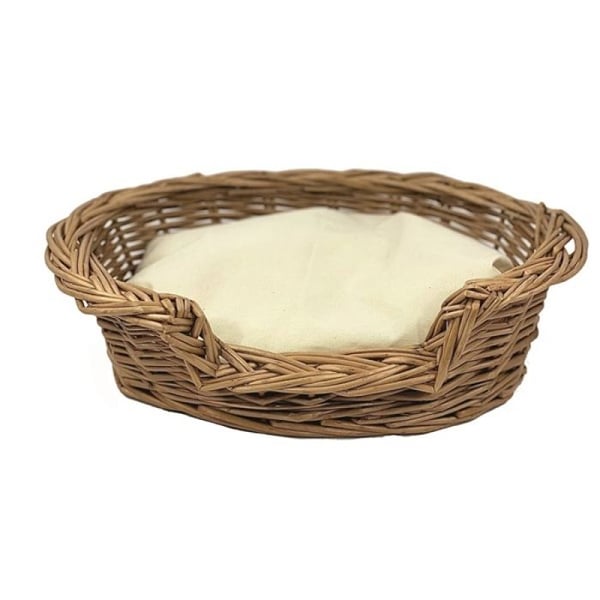 Leksak - EGMONT TOYS - Liten hundkorg - Wicker - 30x22 cm - Med beige kudde