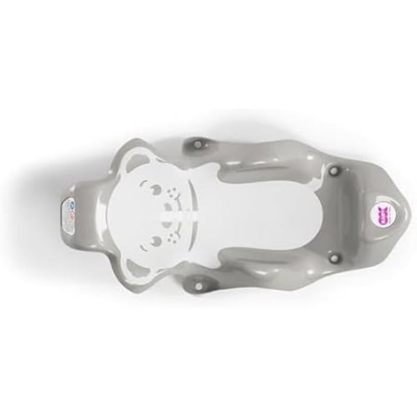 OKBABY Buddy - Anatomisk studsare med anti-halk gummisits för badande nyfödda 0-8 månader (8 kg) - Grå