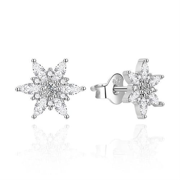 Örhängen - AGATO - AGT-E005PW - Silver 925 - Snöflinga - Kubisk zirkon