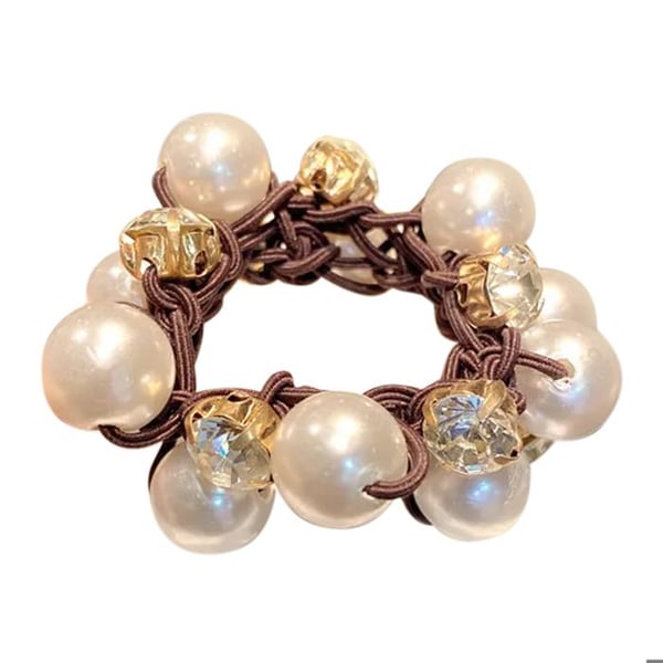 Hårsnodd - AVIZAR - Flätad - Pärlor och Strass - Brun - Bekväm och Elegant