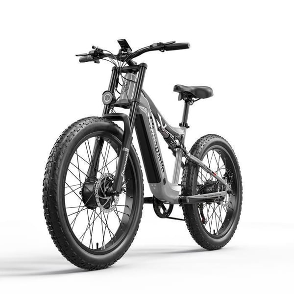 Elcykel - Shengmilo - S600 - Motor 1000 W x 2 - Batteri 48 V 17,5 Ah - Däck 26 tum - Metallgrå