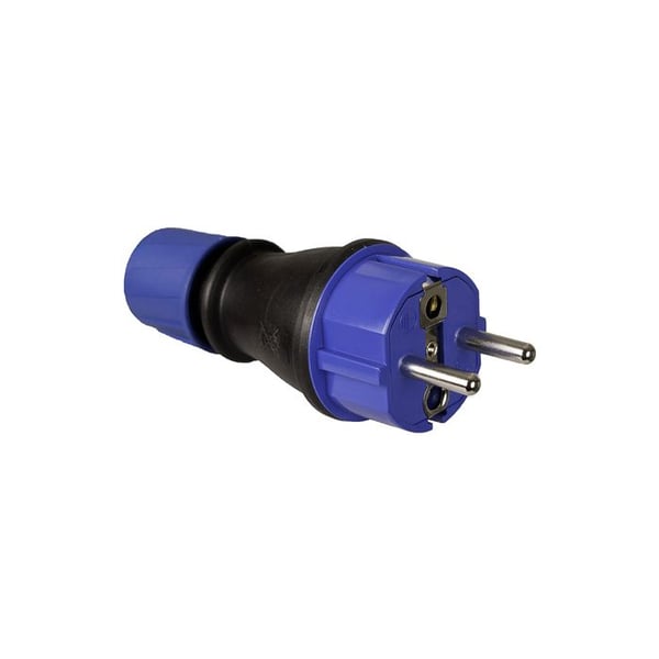 Fiche Schuco av gummi 4.8mm 16a 250v T/tl Ip54 svart. Med Gland Solera 706t. - Solera