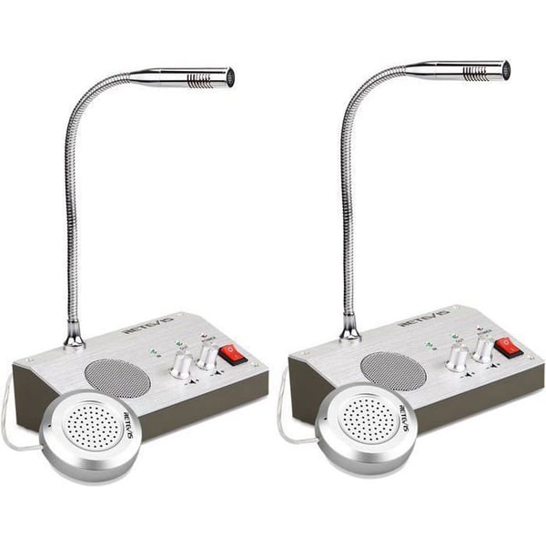 Retevis RT9908 Fönsterintercom, Tvåvägs Bankintercom, Walkie Talkie, Mikrofon Lämplig för sjukhus, kontor (2 st)