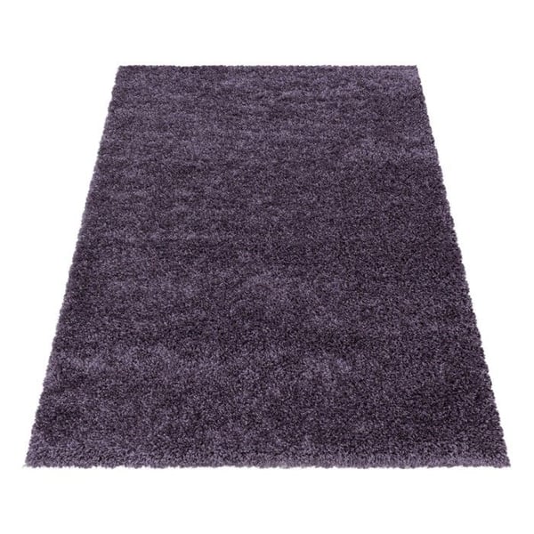Shaggy matta - MELIS HOME - Enfärgad design - Lila - 160 cm rund - 30 mm mjuka fibrer