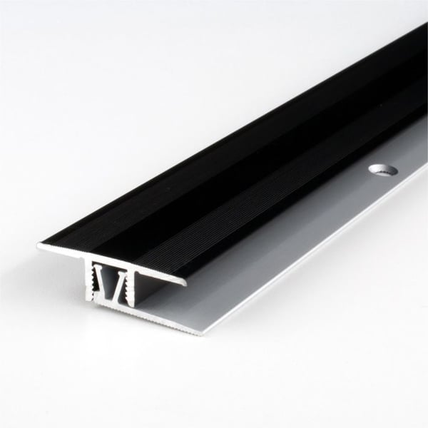 Klipssöljande tröskelaluminium i anodiserad mörkbrons L 1000 mm l 33,5 mm H 7 - 10 mm med hål