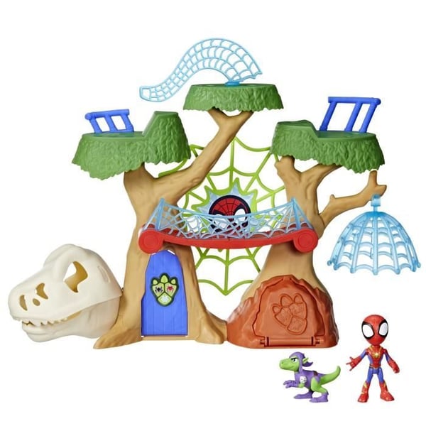 Spidey Coffret Dino-Webs baserat på skog, Superhjältefigurer och tillbehör, från 3 år, Spidey och hans vänner