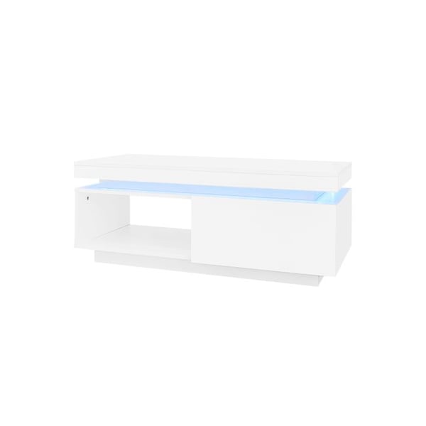 TV-møbel + Sofabord - MUVOE - Væghængt Sæt - Blank Finish - LED-belysning - Kompakte Dimensioner
