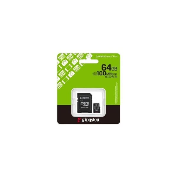 Kingston Technology microSDXC 64GB Canvas Select Plus 100MB/s A1 med SD-adapter