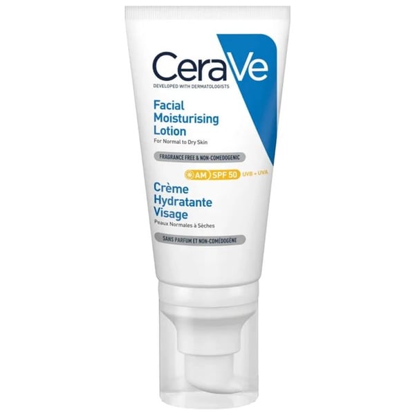 Fuktgivande ansiktskräm - CeraVe - SPF50 - 52ml - Normal till torr hy - Icke-komedogen