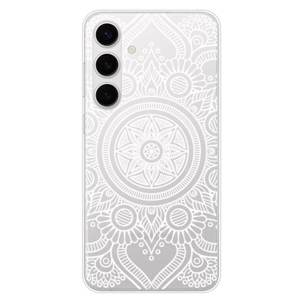 Siliconfodral med tryck - 1001 fodral - Samsung Galaxy S24 FE - Vit mandala - Optimal skydd - TPU Gel