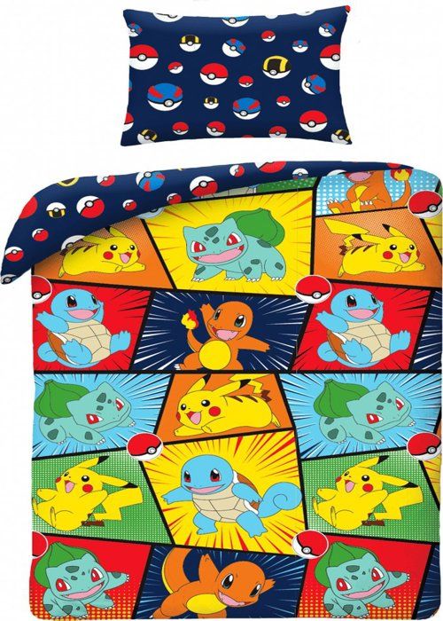 Barnsängkläder - HALANTEX - Pokémon - 140x200 cm - 100% bomull - Flerfärgad