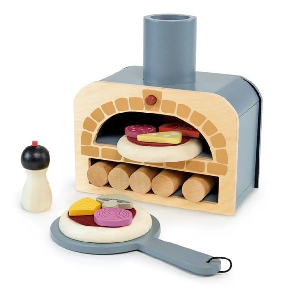 Imitationsleksak - TENDER LEAF TOYS - DAM - Träugn för pizza - Grå - Trä - 18 delar