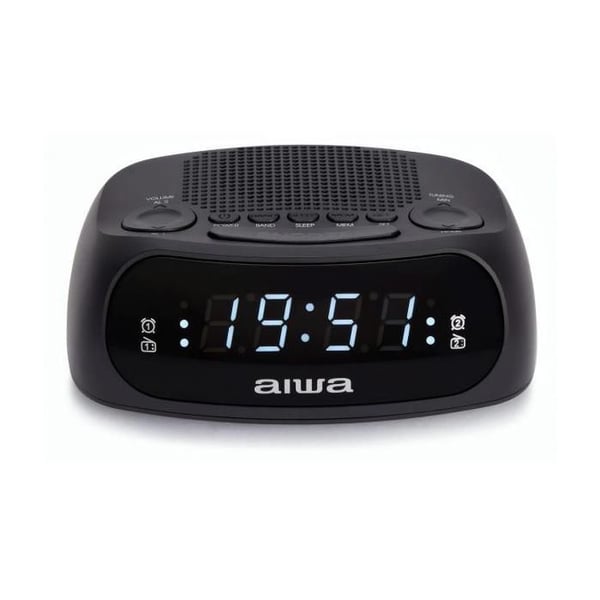 AIWA CR-09J - Svart väckarklocka med LED-display, AM/FM PLL, dubbel väckarklocka