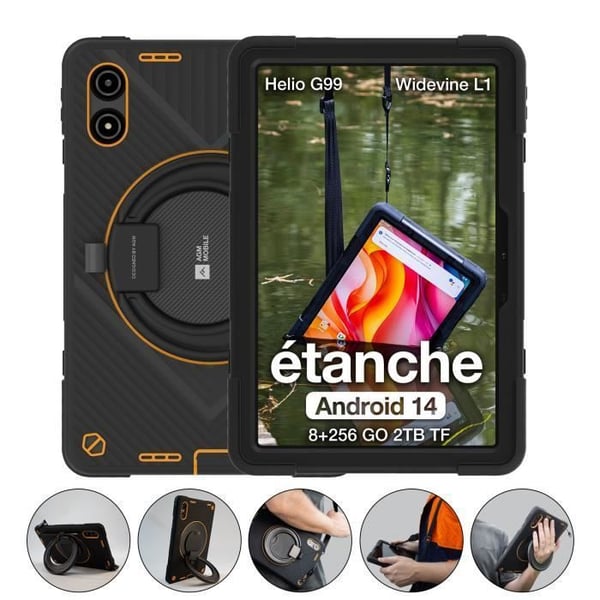 AGM PAD P2 Aktiv Tablet 11 tum, Pekskärm med Fodral, 360° Rotationsstöd, Axelrem, 16 + 256 G