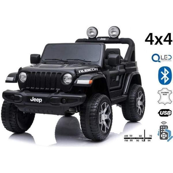 Barnens elbil - JEEP - Wrangler - Dubbel lädersäte - 4x4 transmission - EVA-hjul