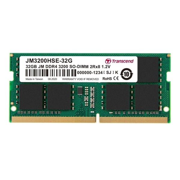 Transcend 32GB PC RAM-minne JM DDR5 4800 U-DIMM 2Rx8 2Gx8 CL40 1.1V - grön - 32 GB