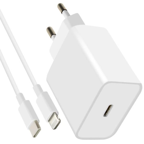 Laddare - Mayaxess - Ultra Snabb 20W - USB-C till Lightning-kabel - Vit - Avancerad säkerhet
