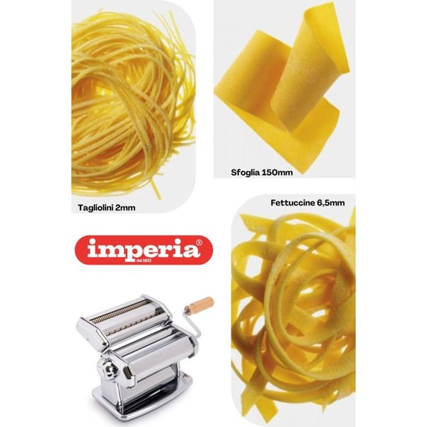 IMPERIA pastamaskin - Classic Line - Stål - Justerbara rullar - Tillverkad i Italien