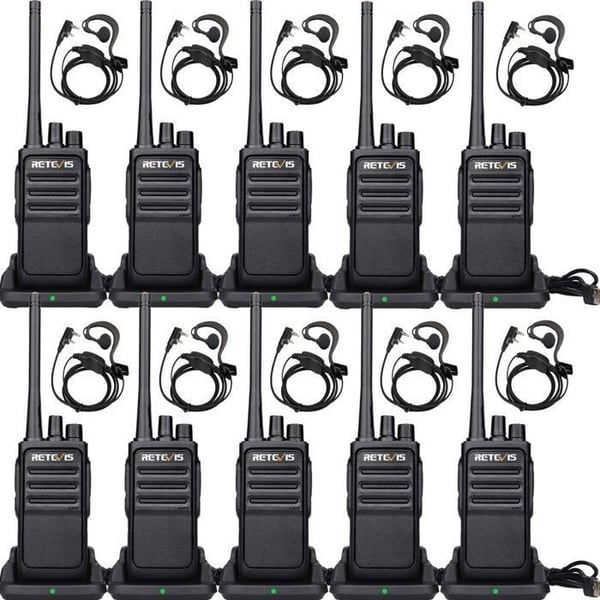 Retevis RT617 Talkie Walkie Lång Räckvidd, PMR446 Uppladdningsbar, VOX, Professionell med Hörsnäcka för Säkerhet, Logistik (10St)