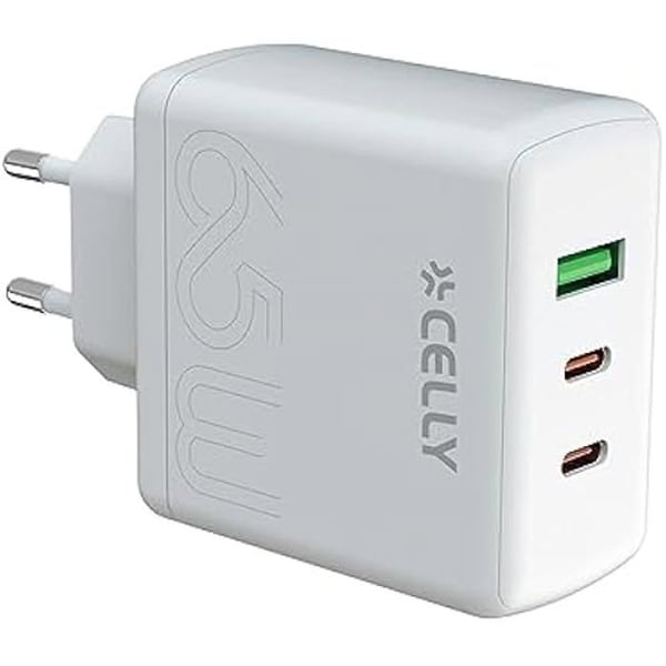 USB-C og USB 65W vægoplader - CELLY - Hvid - Kompatibilitet med USB-C og USB