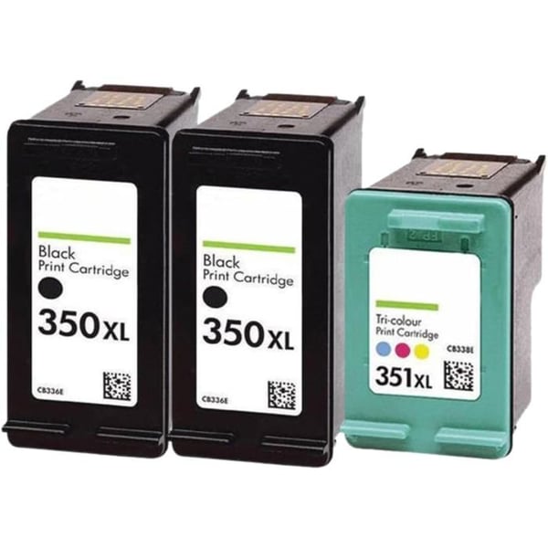 Paket med 3 Kompatibla Patroner HP 350-351 XL Svart & Färg för HP DeskJet, OfficeJet & PhotoSmart Skrivare
