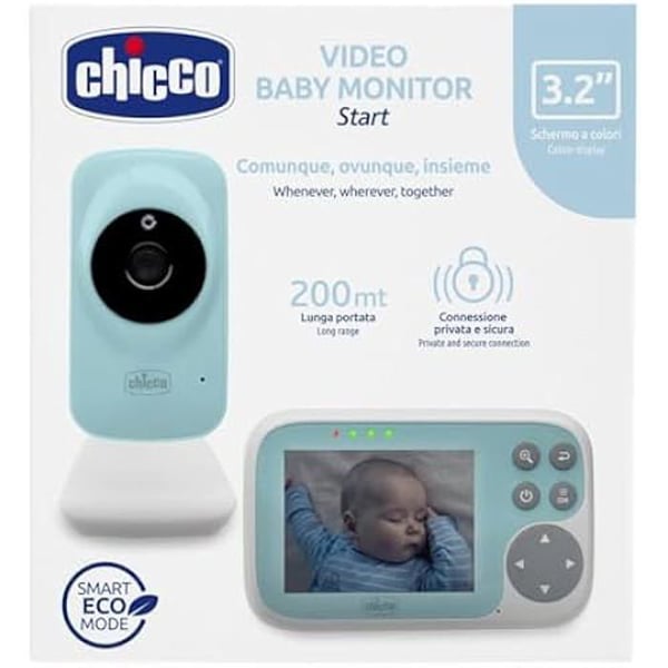 Chicco, Video Start -itkuhälytin, 3,2 värin näyttö, 200 metrin kantama, infrapuna-yönäkö, Smart Eco Mode -toiminto,