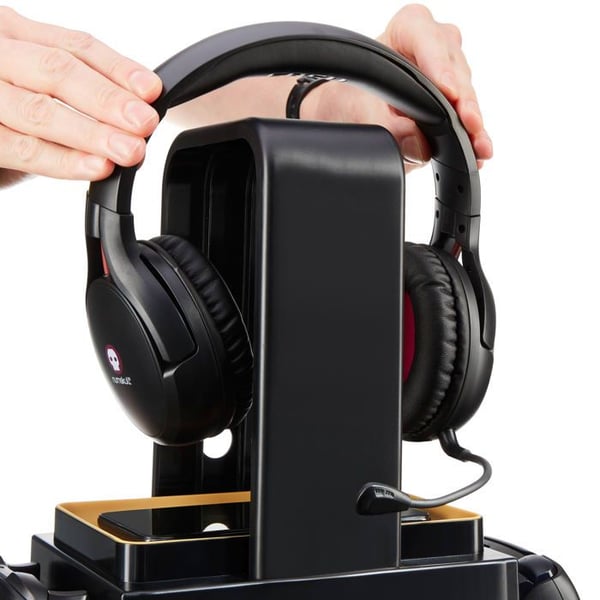 Numskull - Lysende opbevaringsmøbel inspireret af Hogwarts Legacy til gamere til 4 controllere - 10 spil - 1 headset
