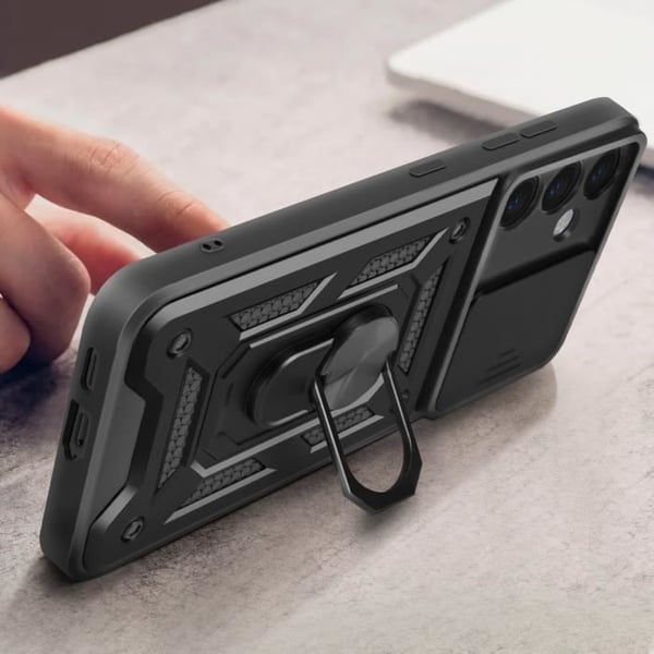 Fodral till Samsung Galaxy S24 Plus - AVIZAR - Stötsäkert glidande kamerafodral Svart