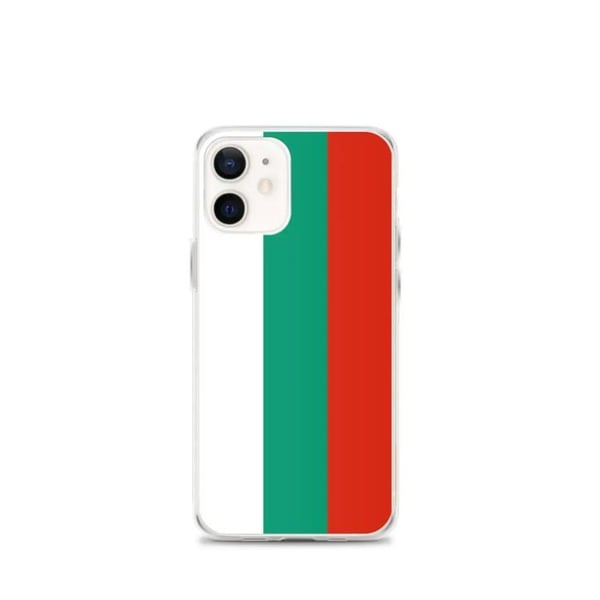 Telefonfodral – Bulgariens flagga – Kompatibel med iPhone 12 mini – Mjuk fodral – Slitstark och stötresistent – Silikon – Pixelforma