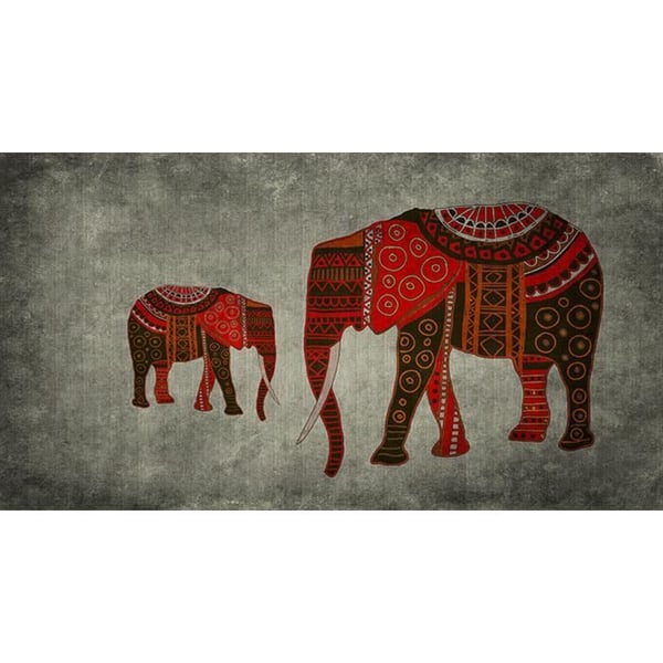 Fototapet Elefant M1-No.61379 Digitaltryck Röd Grå Orientalisk Djur